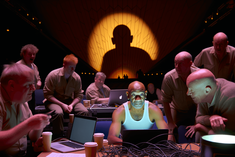 AI integration breakthrough moment with Mick and Barney at Sydney Opera House, showcasing teamwork and innovation.